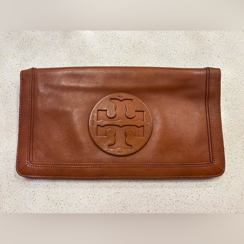 Tory Burch Camel/Brown Leather Clutch